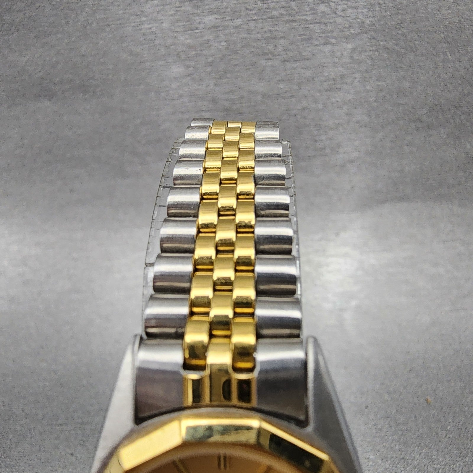Bulova Marine Star Watch Women 24mm Gold Dial Two Tone Date Round New Battery4