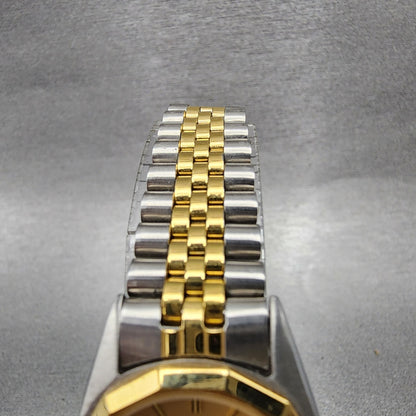 Bulova Marine Star Watch Women 24mm Gold Dial Two Tone Date Round New Battery4