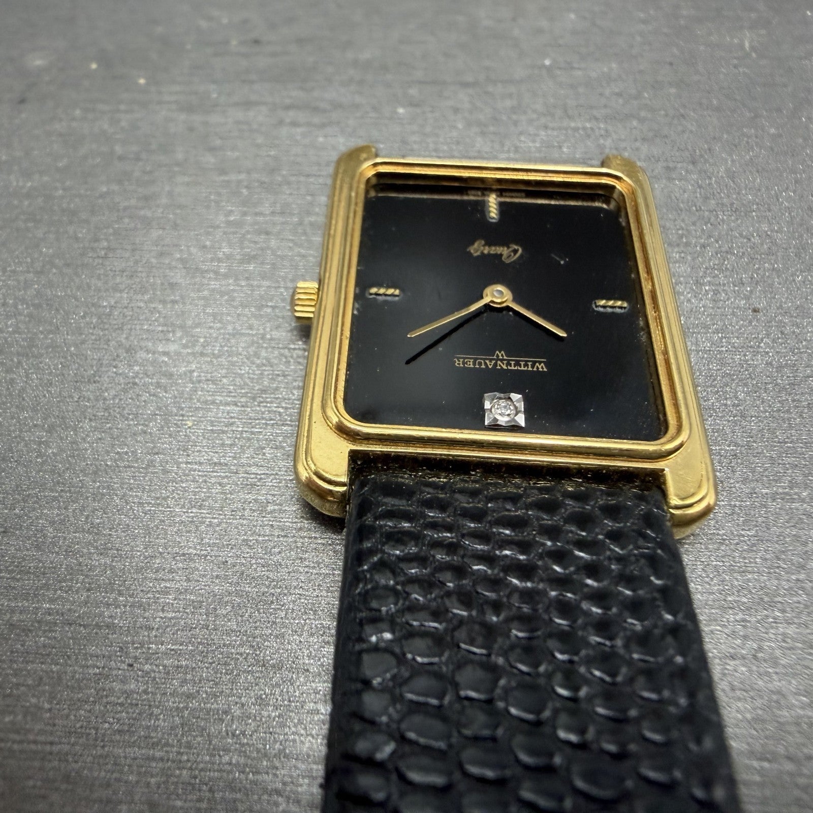 Wittnauer Tank Watch Men 25mm Black Dial Gold Tone NO CRYSTAL CD0464 9565 NewBat4