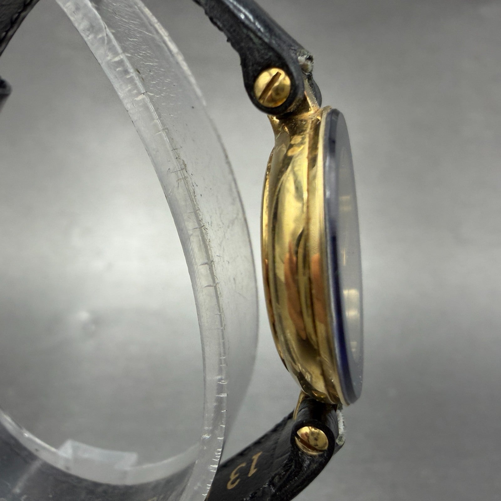 Cyma Watch Women 24mm Blue Dial Gold Tone Round 906 W/Box  New Battery3