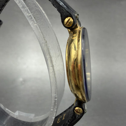 Cyma Watch Women 24mm Blue Dial Gold Tone Round 906 W/Box  New Battery3