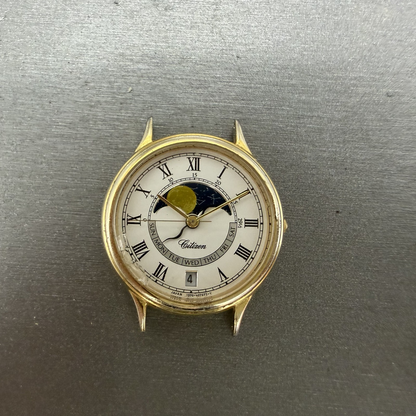 Citizen Moonphase Watch Women 30mm White Dial Gold Tone Date Round New Batt READ0