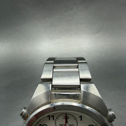 Seiko Chronograph Watch Men 40mm White Dial Silver Tone Date 7T32-7G00 New Batt4