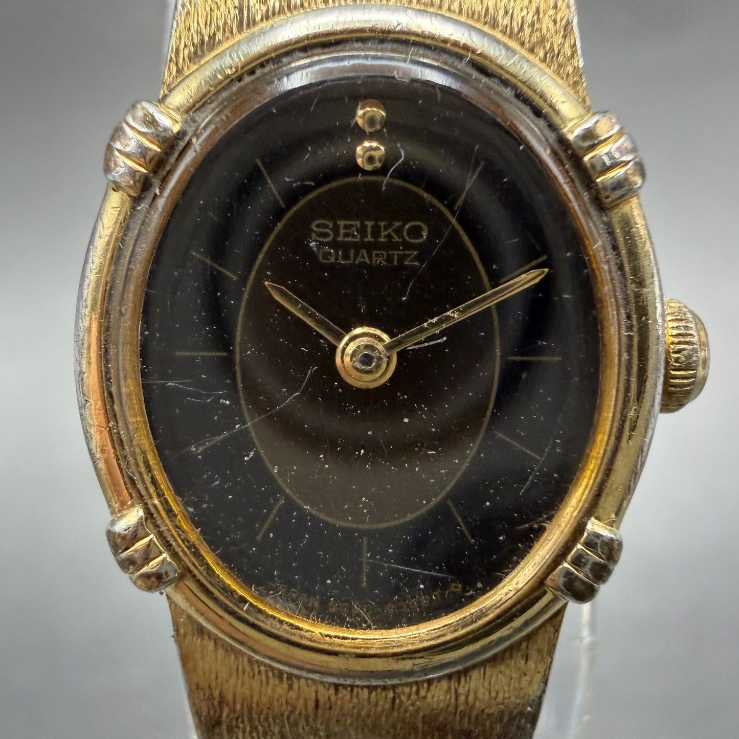 Seiko Watch Women 16mm Brown Dial Gold Tone Oval Vintage 5420-5159 New Battery1
