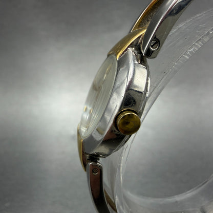 Bulova Watch Women 22mm MOP Dial Two Tone Round 98T80 Bangle New Battery JKLASD2