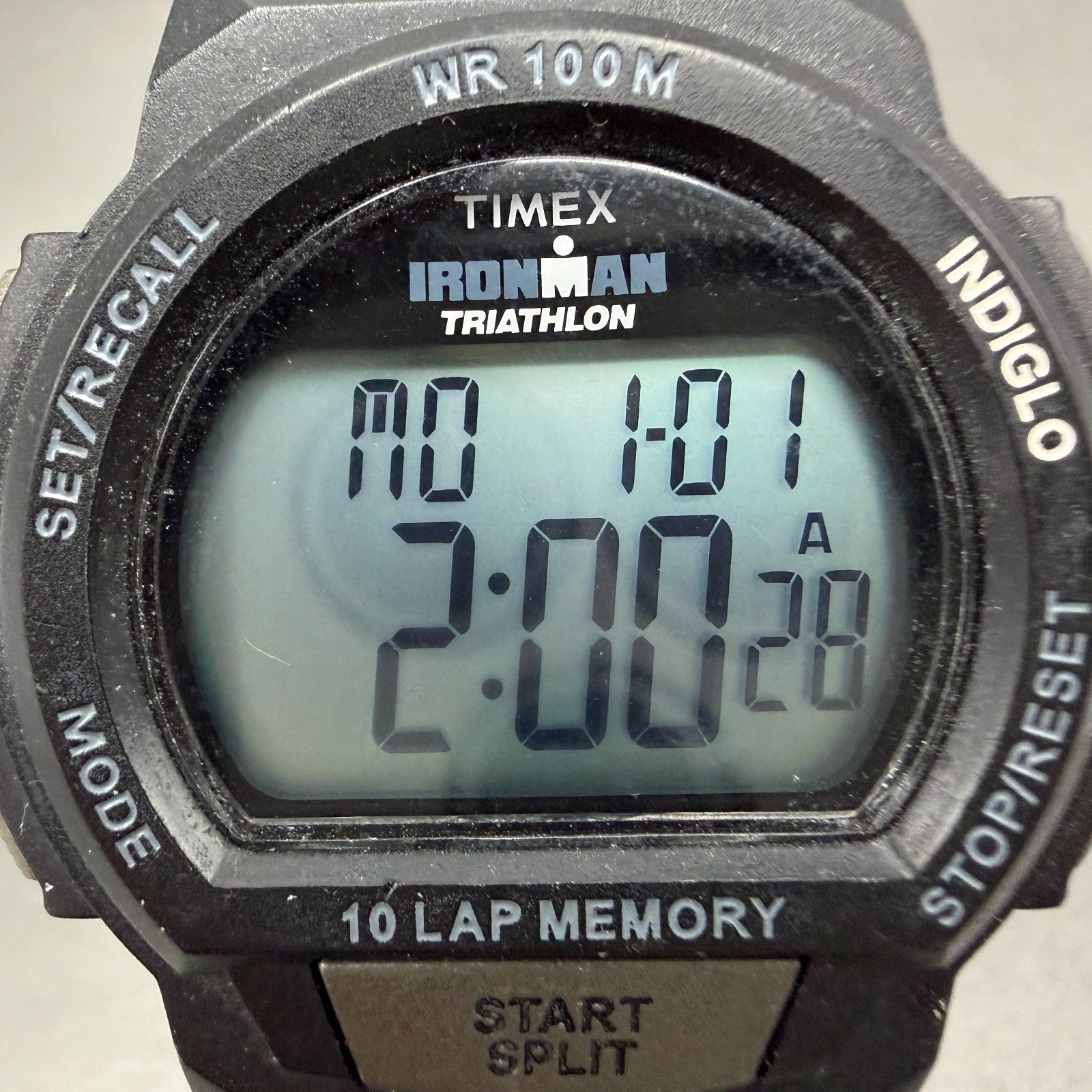 Timex Ironman Triathlon Watch Men 39mm Digital Black Alarm Chrono Round New batt1