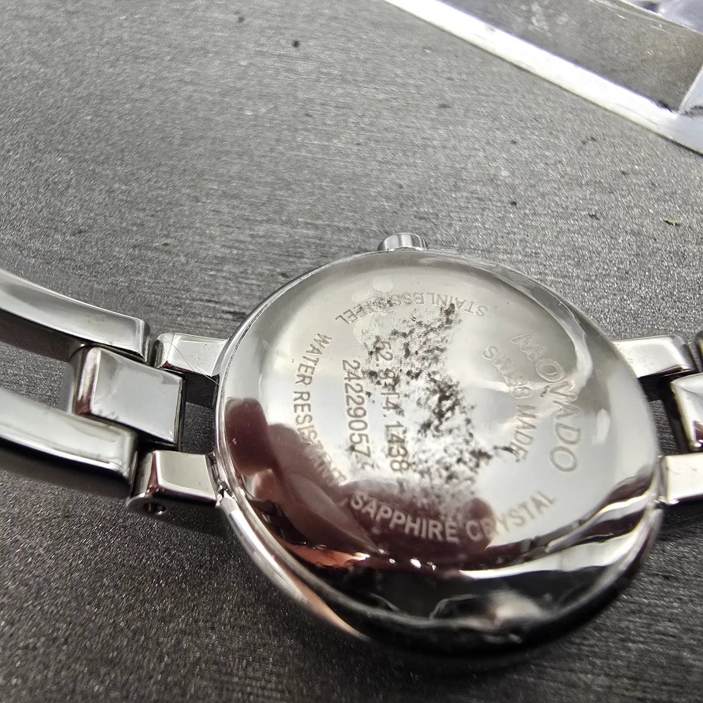 Movado Amorosa Watch Women 24mm Black Dial Silver Tone 52.3.14.1438 new Battery12