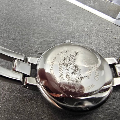 Movado Amorosa Watch Women 24mm Black Dial Silver Tone 52.3.14.1438 new Battery12