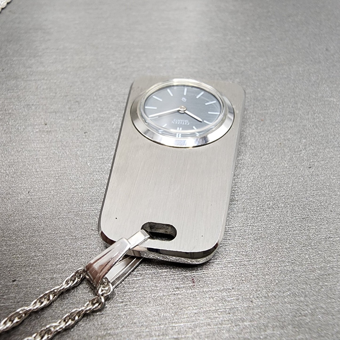 Citizen Necklace Watch Women Gray Dial Steel Rectangle New Battery W/Box5