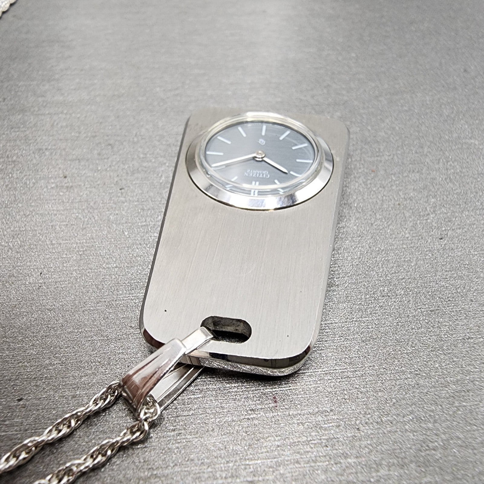 Citizen Necklace Watch Women Gray Dial Steel Rectangle New Battery W/Box5