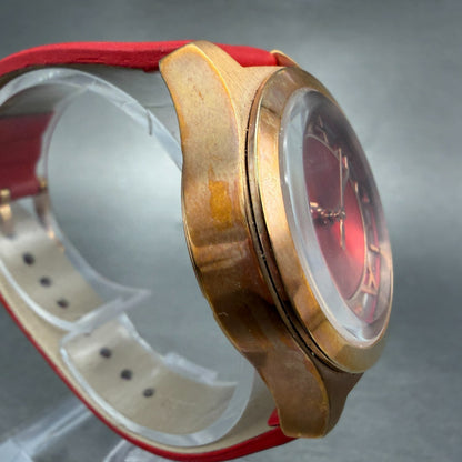 Marc Jacobs Henry Skeleton watch Women 35mm Red Dial Rose Gold Tone New Battery3
