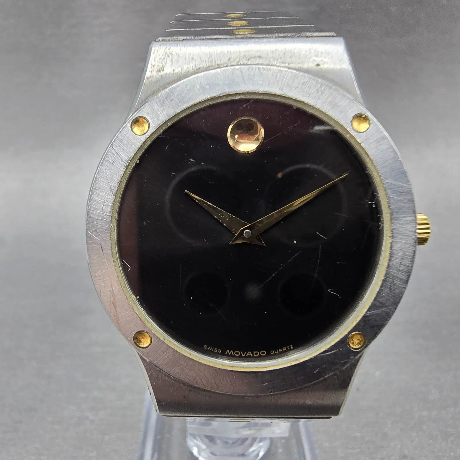 Movado Museum Watch Men 32mm Black Dial Two Tone 86-A2-876Y New Battery W/Box2