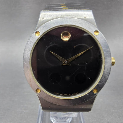 Movado Museum Watch Men 32mm Black Dial Two Tone 86-A2-876Y New Battery W/Box2