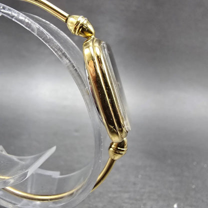 Michel Herbeln Watch Women 24mm Black Dial Gold Tone Square 9804 Vintage PARTS4