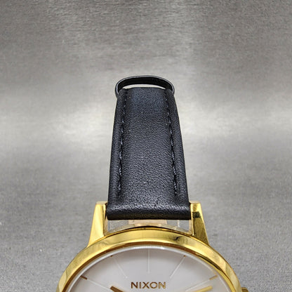 Nixon Kensington Watch Women 37mm White Dial Gold Tone Round New Battery4