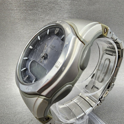 Casio Wave Ceptor Watch Men 42mm Blue Dial Analog Digital Solar Steel WVA30002