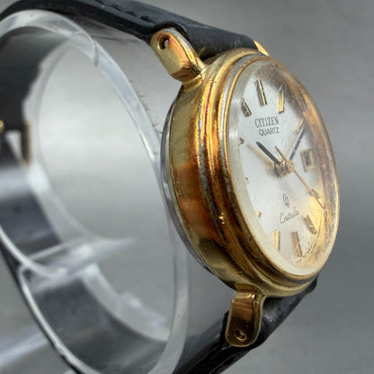 Citizen Castalia Watch Women 24mm Silver Dial Gold Tone Date Round New Battery3