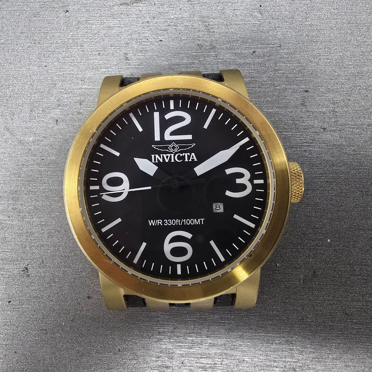 Invicta I Force Watch Men 46mm Black Dial Gold Tone Date Round 0852 New Batt0