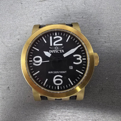 Invicta I Force Watch Men 46mm Black Dial Gold Tone Date Round 0852 New Batt0