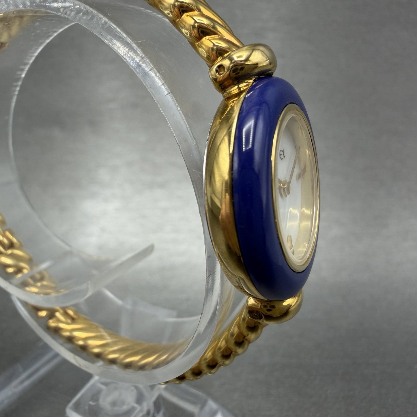Alfex Interchange Bezel Watch Women 24mm White Dial Gold Tone Bangle New Batt4