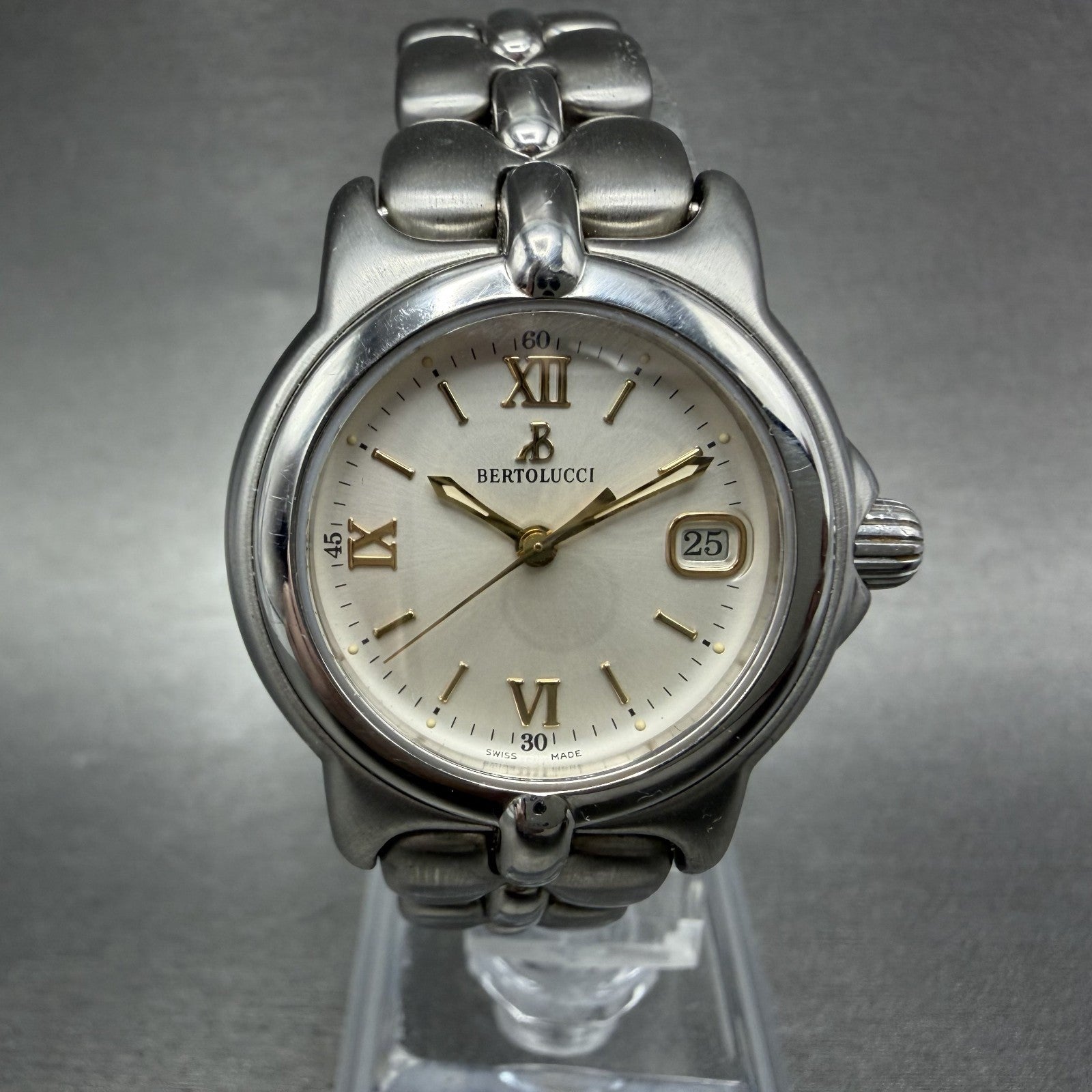 Bertolucci Pulchra Watch Women 29mm Silver Dial Stainless Steel Date New Battery0