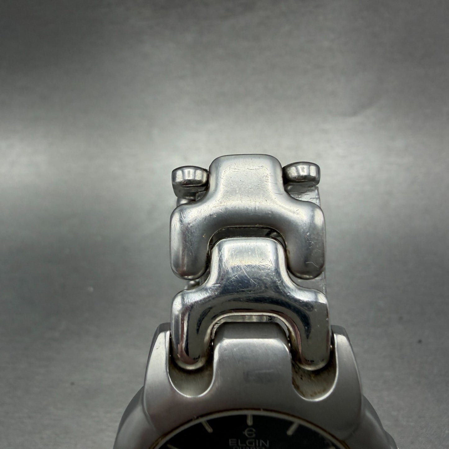 Elgin Watch Men 34mm Black Dial Silver Tone Round Daydate FK-366 New Battery4