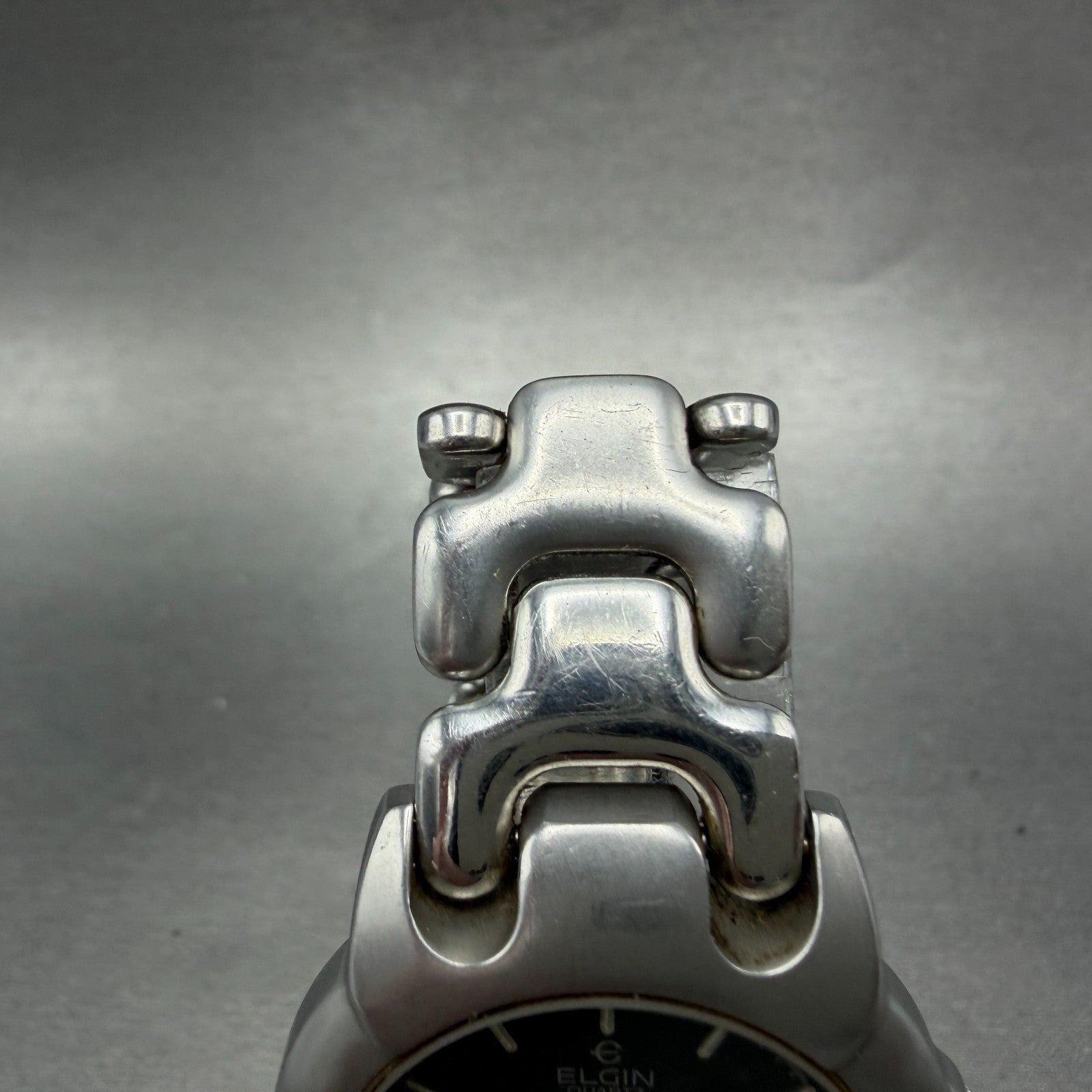 Elgin Watch Men 34mm Black Dial Silver Tone Round Daydate FK-366 New Battery4