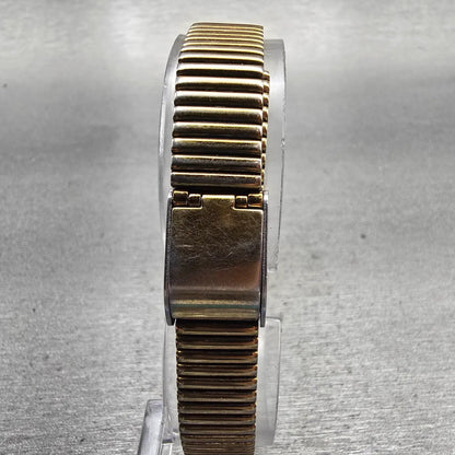 Seiko Watch Women 16mm Gold Dial Gold Tone Rectangle 1N01-5A00 New Battery VTG7