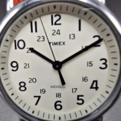 Timex Weekender Watch Men 38mm White Dial Silver Round New Battery T2N6521