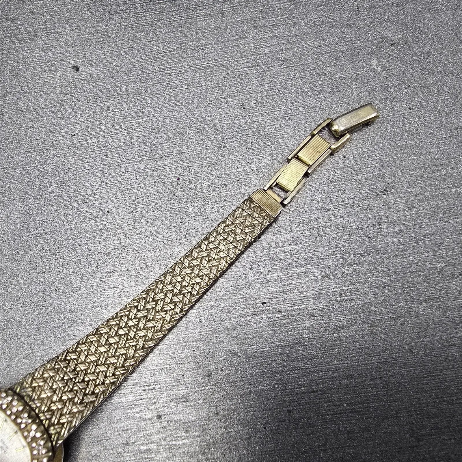 Hamilton Watch Women 18mm White Dial Gold Tone Rectangle Diamonds 8862 PARTS7