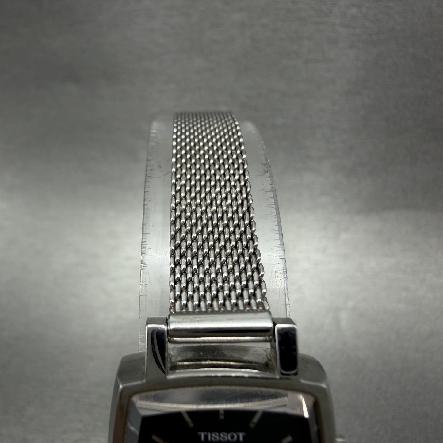 Tissot Tank Watch Women 20mm Blue Dial Steel Rectangle Mesh Band New Battery4