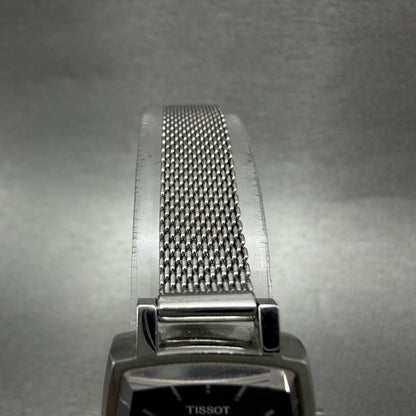 Tissot Tank Watch Women 20mm Blue Dial Steel Rectangle Mesh Band New Battery4