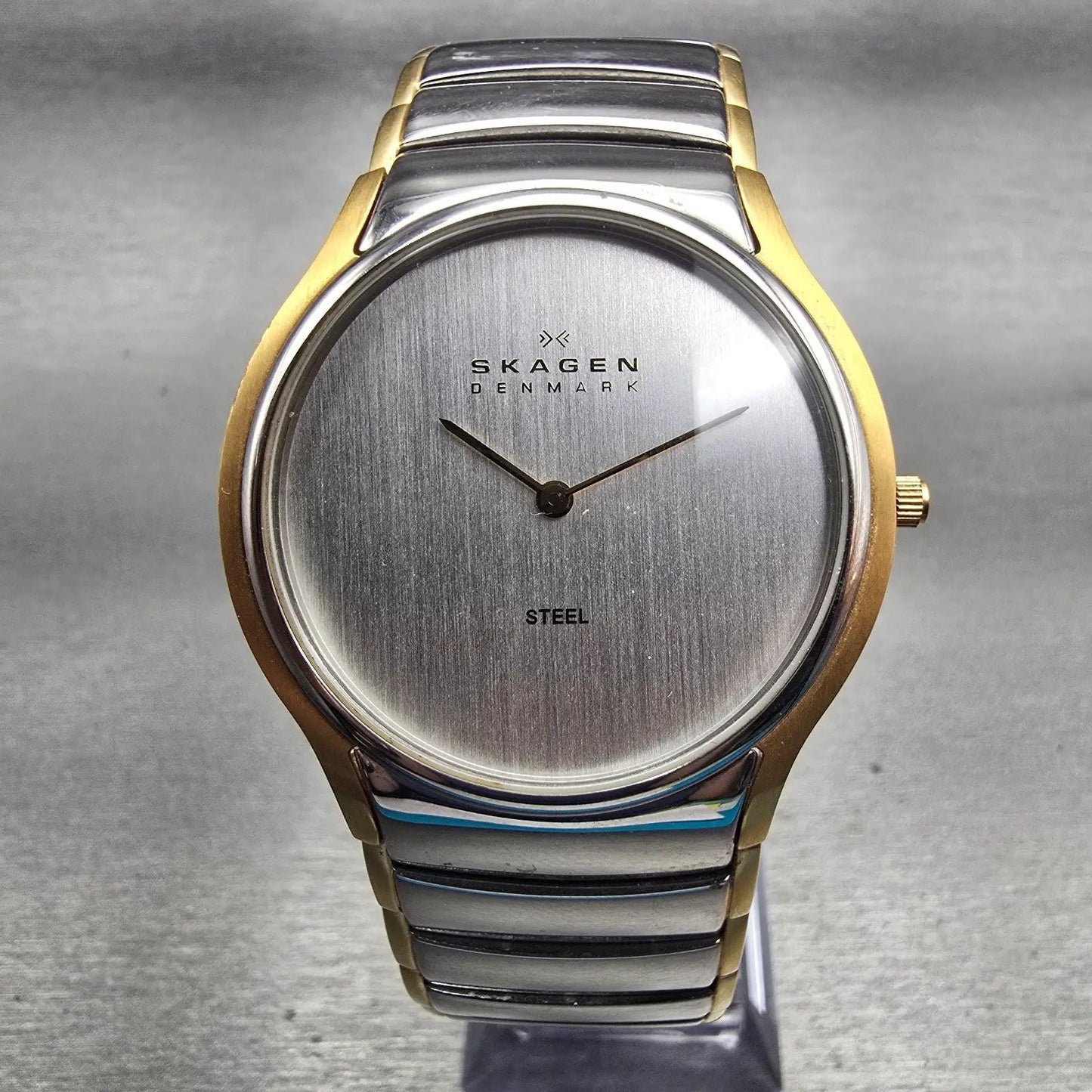 Skagen Denmark Watch Men 38mm Silver Dial Two Tone Round 256GLX New Battery4