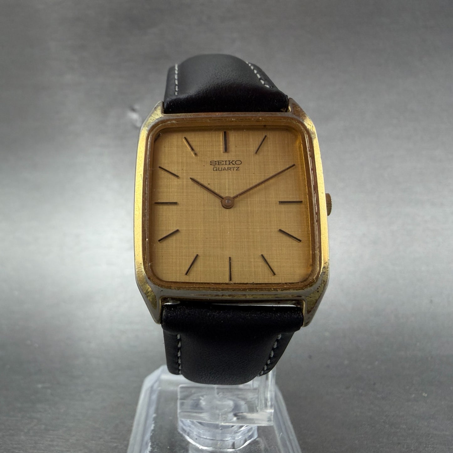 Seiko Tank Watch Men 27mm Champagne Dial Gold Tone Octagon 7430-5309 New Batt5