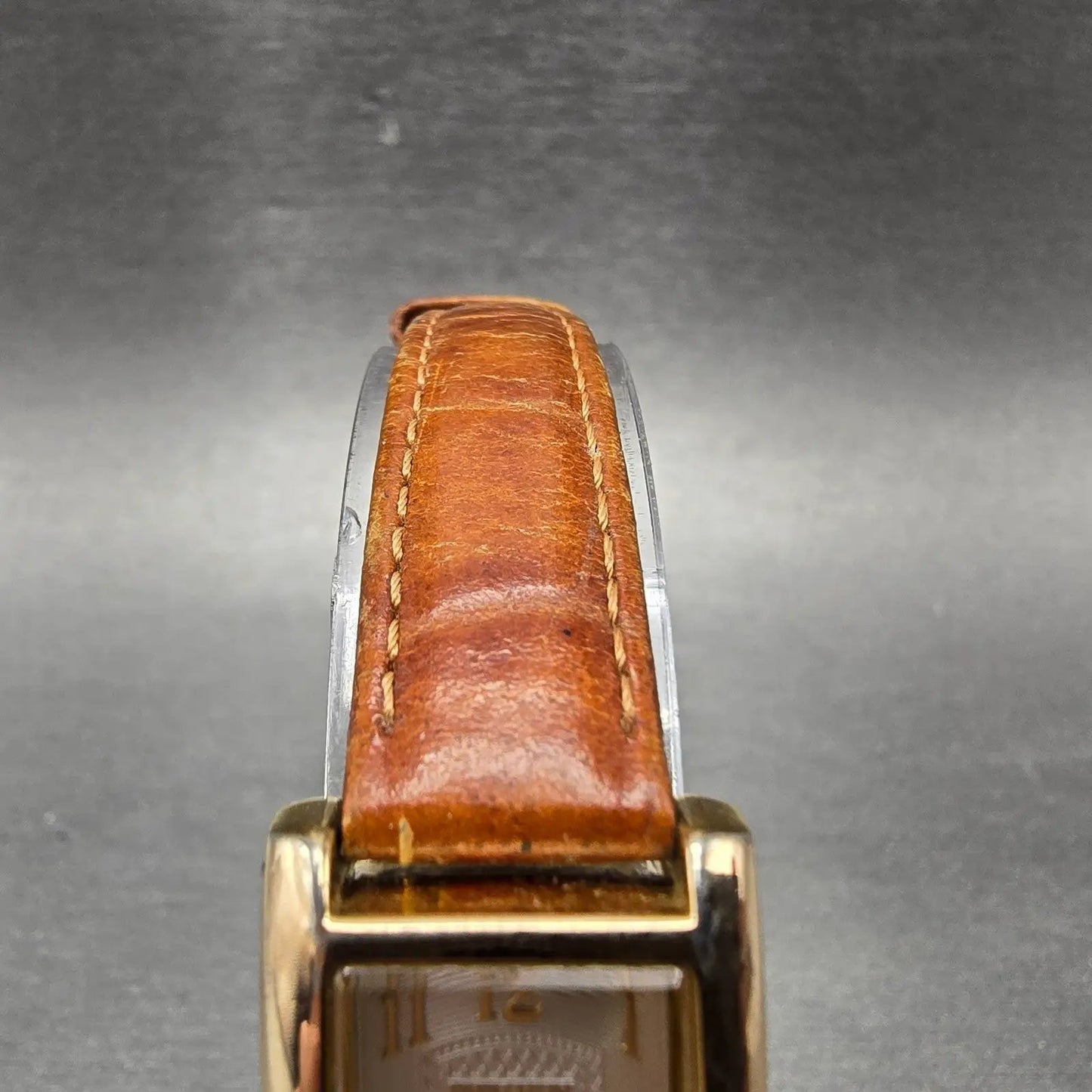 Gruen Curvex Watch Women 18mm Silver Dial Brass Small Second Rectangle New Bat4