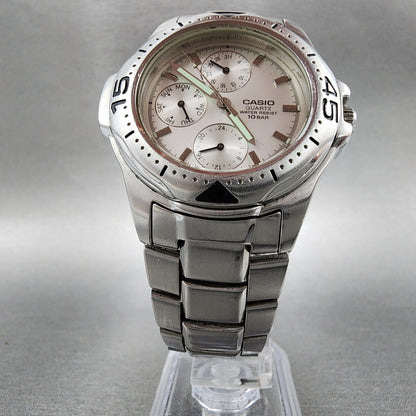 Casio MTD1046 Watch Men 38mm Silver Dial Steel Daydate Round READ!!!!! New Batt5