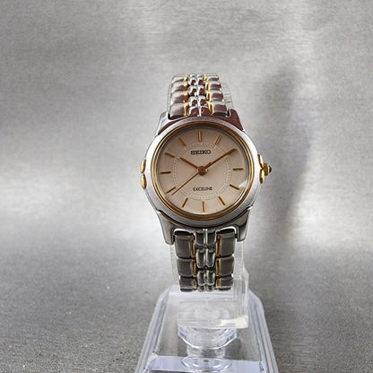 Seiko Exceline Watch Women 23mm Cream Dial Two Tone Round 2J31001A New Battery5