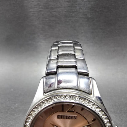 Citizen Silhouette Eco-Drive Watch Women 29mm Pink Dial Steel Date FE1140-86X JP4