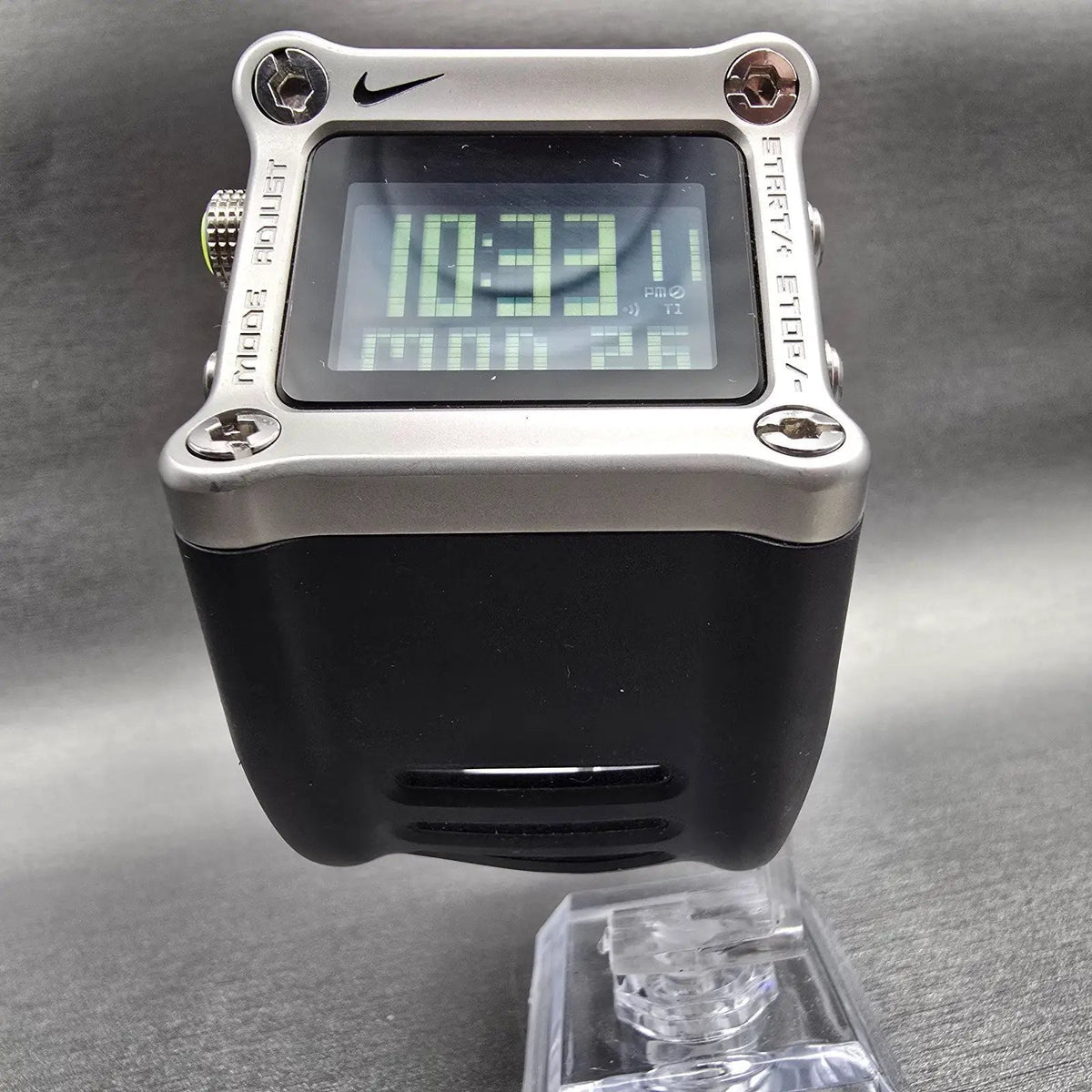 Nike Hammer Digital Watch Men 40mm Silver Black Chrono WC0021 New Battery5