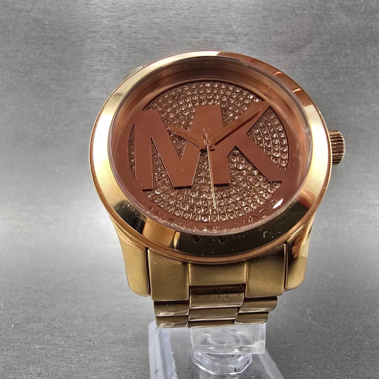 Michael Kors Runway Watch Women 45mm Pink Dial Rose Gold Tone MK-5661 NewBattery5