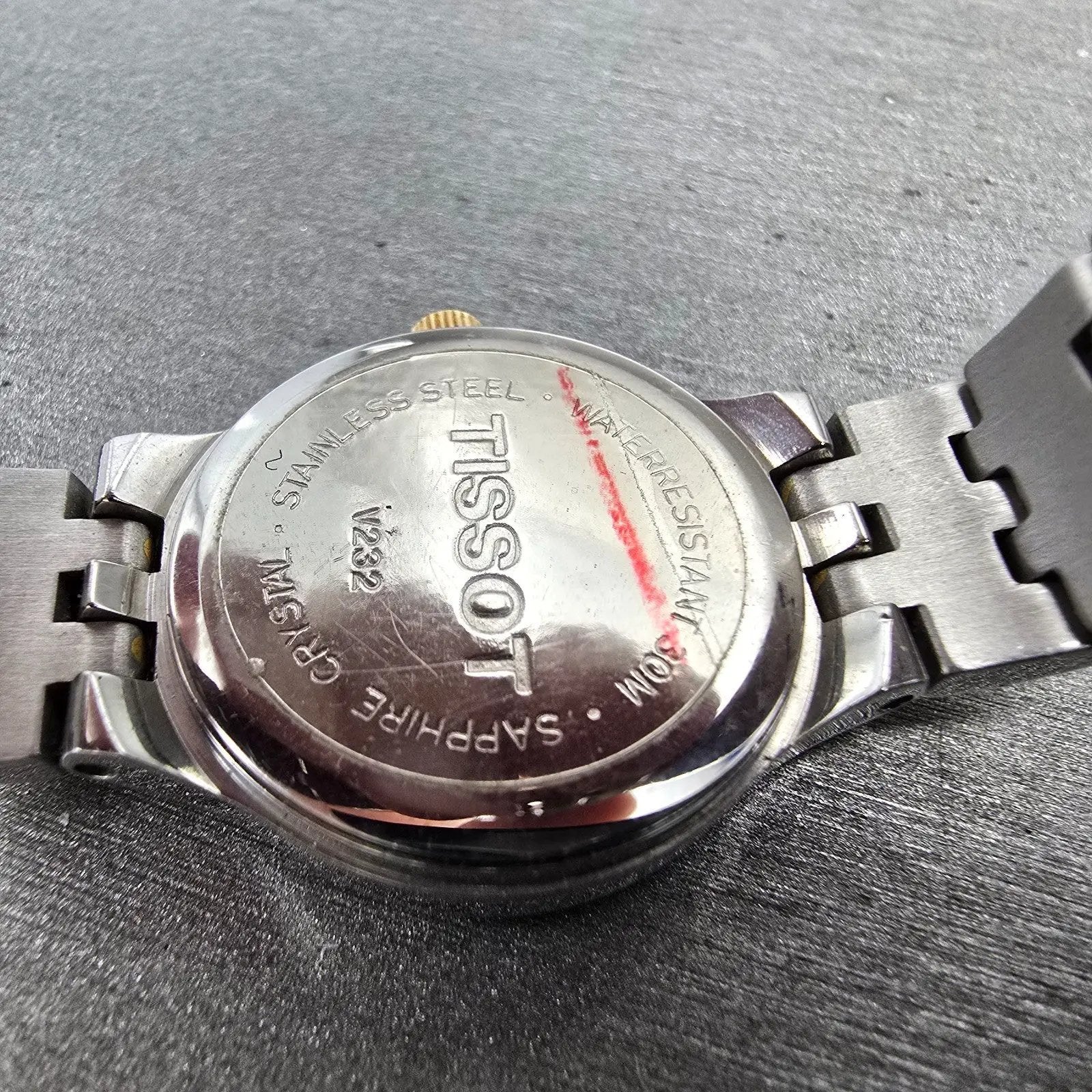 Tissot Stylist Watch Women 23mm Black Dial Two Tone Round V232 New Battery9