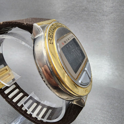 Seiko Receptor Watch Men 43m Digital Two Tone Ma51-4a10 New Battery