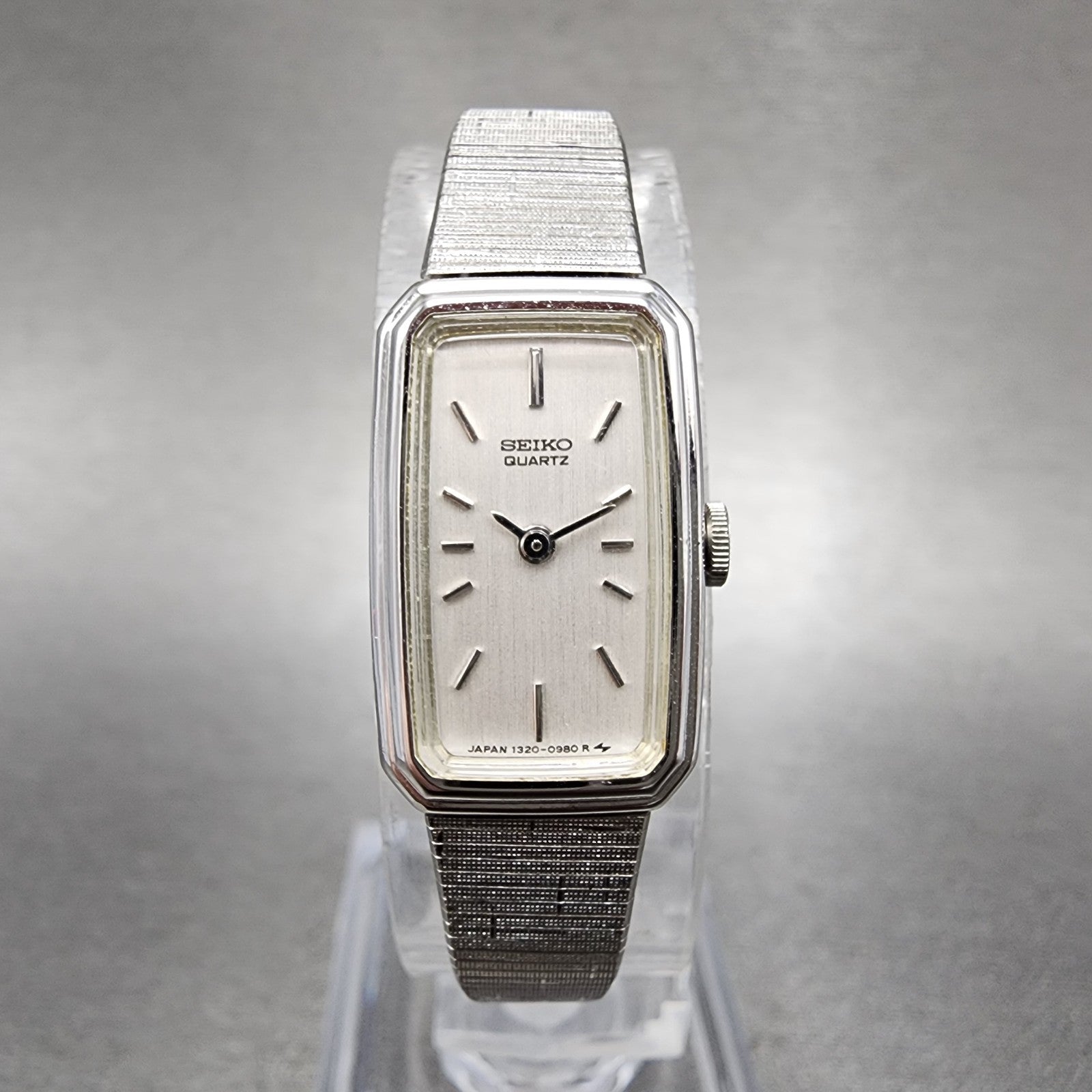 Seiko Tank Watch Women 14mm Silver Dial Silver Tone 13205779 New Battery0