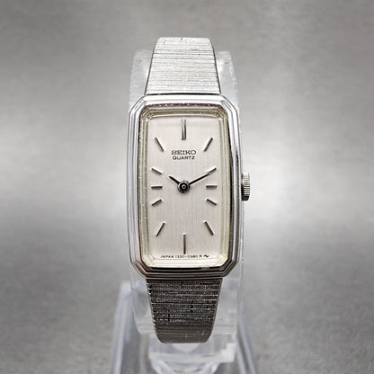 Seiko Tank Watch Women 14mm Silver Dial Silver Tone 13205779 New Battery0