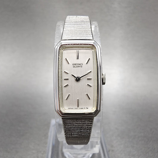 Seiko Tank Watch Women 14mm Silver Dial Silver Tone 13205779 New Battery0