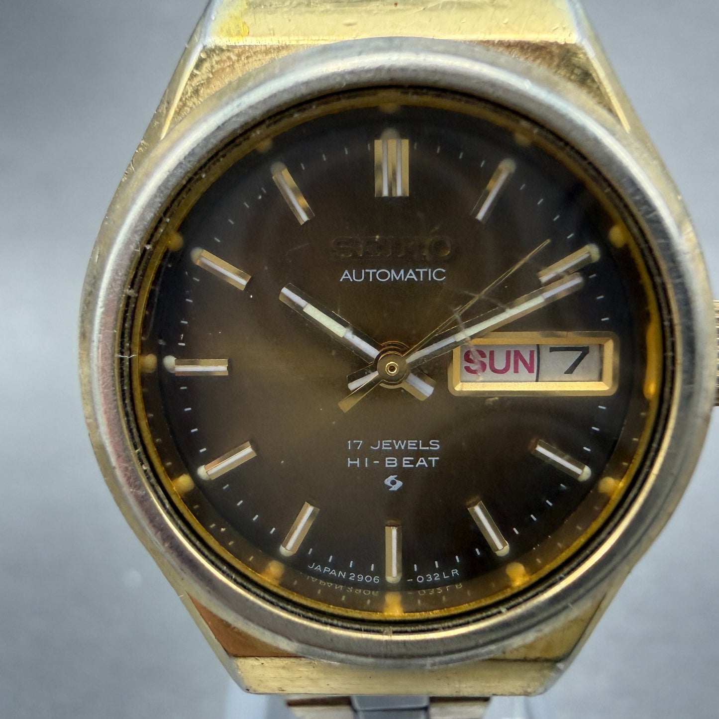 Seiko Automatic Watch Women 25mm Brown Dial Two Tone Daydate 2906-0249 Runs1