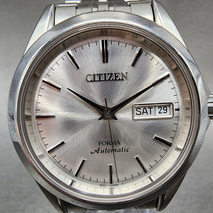Citizen Forma Automatic Watch Men 37mm Silver Dial Silver Tone Daydate Runs