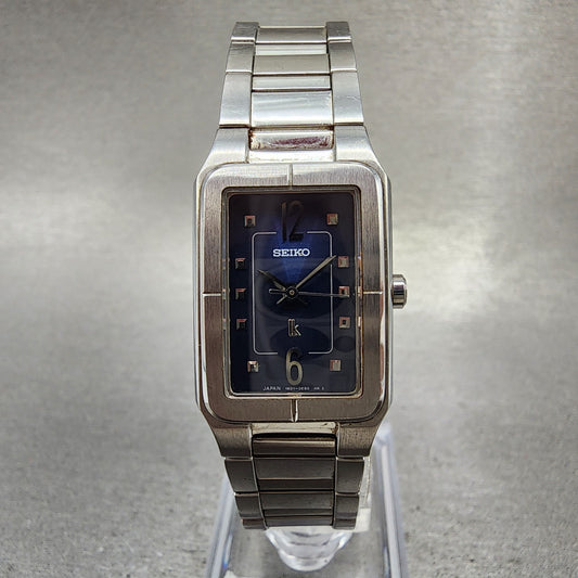 Seiko Lukia Tank Watch Women 19mm Blue Dial Silver Tone 1n010b20 New Battery0