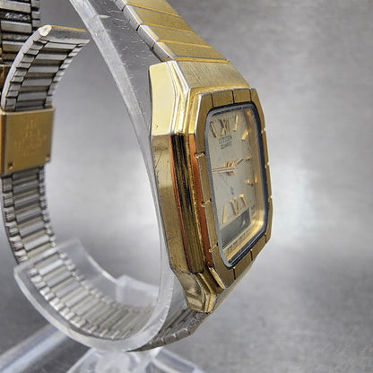 Citizen Analog Digital Watch Women 23mm Champagne Dial Gold Tone New Battery
