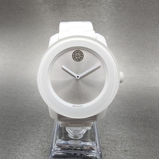 Movado Bold Watch Women 36mm Silver Dial White Ceramic Crystal Accent Round0